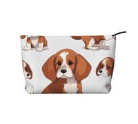 Trousse per trucchi da donna, in velluto a coste, morbida, con cerniera, organizer da viaggio per articoli da toeletta per uso quotidiano (fiori di ciliegio), Cane Beagle., Taglia unica