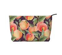 Trousse per trucchi da donna, in velluto a coste, morbida, con cerniera, organizer da viaggio per articoli da toeletta per uso quotidiano (Dream Colorful), Pesca Colorata, Taglia unica