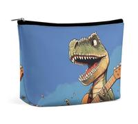 Trousse per trucchi da donna, portatile, con dinosauro, che suona la chitarra, da viaggio, organizer per articoli da toeletta, stile, taglia unica