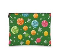Trousse per trucchi e caramelle, borsa da viaggio per cosmetici da donna, piccola borsa portatile con cerniera, borsa da toilette per la cura della pelle delle vacanze, Verde, 7x9 Inch, Candy