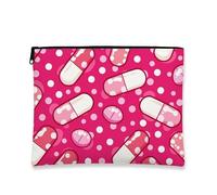 Trousse per trucchi e pillole, pochette da viaggio per donne, piccola borsa portatile in tela con cerniera, borsa da toilette regalo divertente, Pesca, 7x9 Inch, Pillola