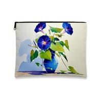 Trousse per trucchi floreale, blu vibrante Morning Glory, borsa da viaggio per cosmetici da donna, piccola borsa portatile in tela con cerniera, scelta perfetta per festival, beauty case per la cura