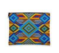 Trousse per trucchi geometrica, dal design colorato, portatile, per donne, elegante organizer in tela con cerniera per la cura della pelle e articoli da toeletta, scelta perfetta per festival e uso