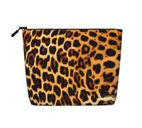 Trousse per trucchi in canapa a righe su leopardi, impermeabile, per articoli da toeletta da viaggio e per riporre tutti i giorni
