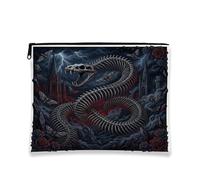 Trousse per trucchi in stile gotico con serpente e scheletro, 17,8 | Architettura gotica, astuccio con cerniera per trucco, estetica gotica accademica, dettagli di rosa cremisi