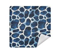 Trousse per trucchi in tessuto autoadesivo per cosmetici, borsa da viaggio, organizer da 35,8 x 33,8 cm, per articoli da toeletta, Stampa leopardata blu., 21.7x21.7in