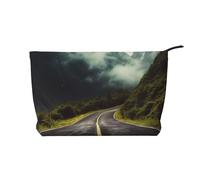 Trousse per trucchi in velluto a coste da donna, morbida, con cerniera, organizer da viaggio per articoli da toeletta per uso quotidiano (pastore tedesco con animali), Strada di montagna, Taglia unica