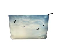 Trousse per trucchi in velluto a coste da donna, morbida, con cerniera, organizer da viaggio per articoli da toeletta per uso quotidiano (pastore tedesco con animali), Uccelli che, Taglia unica