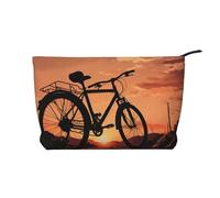 Trousse per trucchi in velluto a coste da donna, morbida, con cerniera, organizer da viaggio per articoli da toeletta per uso quotidiano (motivo astratto a spirale giallo), Bicicletta da strada