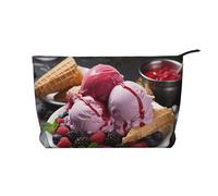 Trousse per trucchi in velluto a coste da donna, morbida, con cerniera, organizer da viaggio per articoli da toeletta per uso quotidiano (bradipo in stile cartone animato seduto su girasole), Gelato