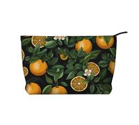 Trousse per trucchi in velluto a coste da donna, morbida, con cerniera, organizer da viaggio per articoli da toeletta per uso quotidiano (bradipo in stile cartone animato seduto su girasole), Arance e