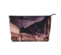 Trousse per trucchi in velluto a coste da donna, morbida, con cerniera, organizer da viaggio per articoli da toeletta per uso quotidiano (sfondo mare), Il vecchio hollywoodiano, Taglia unica