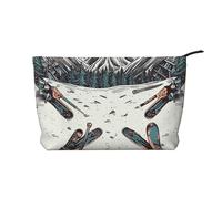 Trousse per trucchi in velluto a coste da donna, morbida, con cerniera, organizer da viaggio per articoli da toeletta per uso quotidiano (The Book), Sci con Gear Set, Taglia unica