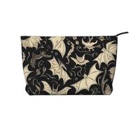 Trousse per trucchi in velluto a coste da donna, morbida, con cerniera, organizer da viaggio per articoli da toeletta per uso quotidiano (Giornata delle forze armate americane), Stampa pipistrello