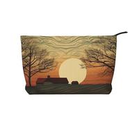 Trousse per trucchi in velluto a coste da donna, morbida, con cerniera, organizer da viaggio per articoli da toeletta per uso quotidiano (The Book), Stampa Alba, Taglia unica