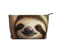 Trousse per trucchi in velluto a coste da donna, morbida, con cerniera, organizer da viaggio per articoli da toeletta per uso quotidiano (aquila sotto le stelle), Carino bradipo, Taglia unica