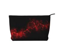 Trousse per trucchi in velluto a coste da donna, morbida, con cerniera, organizer da viaggio per articoli da toeletta per uso quotidiano (vecchio faro), Esplosione Burst Rosso Nero, Taglia unica