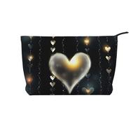 Trousse per trucchi in velluto a coste da donna, morbida, con cerniera, organizer da viaggio per articoli da toeletta per uso quotidiano (Giornata delle forze armate americane), Amore incandescente