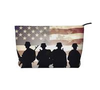 Trousse per trucchi in velluto a coste da donna, morbida, con cerniera, organizer da viaggio per articoli da toeletta per uso quotidiano (Giornata delle forze armate americane), Giornata delle forze