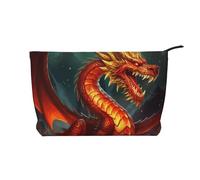 Trousse per trucchi in velluto a coste da donna, morbida, con cerniera, organizer da viaggio per articoli da toeletta per uso quotidiano (aquila sotto le stelle), Re Drago in Fuoco, Taglia unica