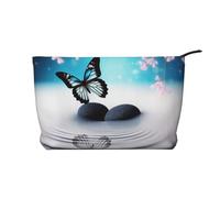 Trousse per trucchi in velluto a coste da donna, morbida, con cerniera, organizer da viaggio per articoli da toeletta per uso quotidiano (fiori colorati), Farfalla Zen Design, Taglia unica