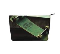 Trousse per trucchi in velluto a coste da donna, morbida, con cerniera, organizer da viaggio per articoli da toeletta per uso quotidiano (The Book), Skateboard., Taglia unica