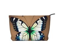 Trousse per trucchi in velluto a coste da donna, morbida, con cerniera, organizer da viaggio per articoli da toeletta per uso quotidiano (aquila sotto le stelle), Graziosa piccola farfalla, Taglia