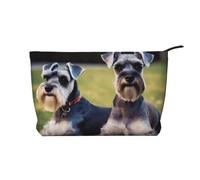 Trousse per trucchi in velluto a coste da donna, morbida, con cerniera, organizer da viaggio per articoli da toeletta per uso quotidiano (pastore tedesco con animali), Cani Schnauzer adulti, Taglia