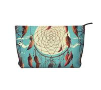 Trousse per trucchi in velluto a coste da donna, morbida, con cerniera, organizer da viaggio per articoli da toeletta per uso quotidiano (motivo astratto a spirale giallo), Catch Dream Net, Taglia