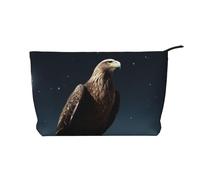 Trousse per trucchi in velluto a coste da donna, morbida, con cerniera, organizer da viaggio per articoli da toeletta per uso quotidiano (aquila sotto le stelle), Aquila sotto le stelle, Taglia unica