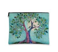 Trousse per trucchi ispirata alla natura, astuccio da viaggio per donne, borsa da viaggio per cosmetici con albero vibrante, piccola borsa portatile in tela con cerniera, borsa da toilette ecologica