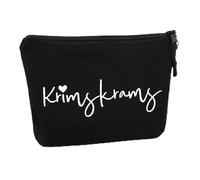 Trousse per trucchi multifunzione, colore nero, astuccio per trucchi, con scritta e chiusura lampo, per donne amiche, colleghi