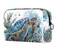 Trousse per trucchi portatile per cosmetici, con cerniera, per articoli da toeletta da viaggio, borsa da bagno per donne, fiori tropicali ad acquerello, ghirlande, mazzi di fiori, Multicolore 09