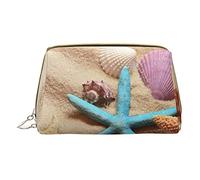 Trousse per trucchi stampata con conchiglie sulla spiaggia, organizer da viaggio per pennelli cosmetici, custodia in pelle con cerniera, borsa da toilette per donne, bianco, taglia unica, bianco,