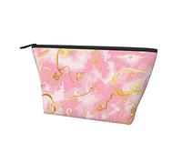 Trousse per trucco cosmetico da donna Borsa per matite per monete con trama in marmo rosa tie-dye, custodia da viaggio per articoli da toeletta Custodia impermeabile per il trasporto con cerniera li