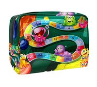Trousse per trucco da donna e ragazza, con divertente mostro alieno in stile cartone animato, capiente, con cerniera, Multicolore 06, 18.5x7.5x13cm/7.3x3x5.1in, Beauty Case