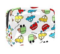 Trousse per trucco da donna e ragazza, con divertente mostro alieno in stile cartone animato, capiente, con cerniera, Multicolore 02, 18.5x7.5x13cm/7.3x3x5.1in, Beauty Case