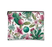 Trousse per trucco floreale, borsa da viaggio vintage botanica per donne, organizer portatile con cerniera, borsa da toilette per la cura della pelle delle vacanze, Verde, 7x9 Inch, Custodia