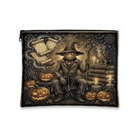 Trousse per trucco gotico spaventapasseri, mago e occulto, per Halloween | Tema gotico occulto, borsa cosmetica, illustrazione mistica del gufo, arte fantasy scura, accessori per la casa delle streghe