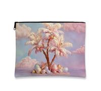 Trousse per trucco tropicale, borsa da viaggio estetica con palme colorate per donne, piccola borsa portatile in tela con cerniera, borsa per la cura della pelle regalo per le vacanze al mare