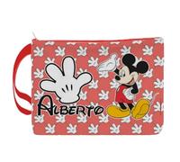 Trousse personalizzata con nome. Borsa da bagno per la scuola. Ritorno AL Cole. Regali personalizzati. Diversi modelli tra cui scegliere (Topolino rosso)