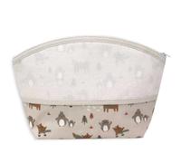 Trousse portaoggetti da ricamare a Punto Croce, Busta toilette neonato, Busta con tela aida per prodotti da neonato, fantasia Animaletti della Foresta