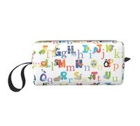 Trousse portatile colorata con stampa dell'alfabeto animale, custodia da viaggio, borsa organizer con cerniera per un accesso rapido