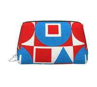 Trousse portatile da donna, con stampa a triangolo, vivace, da viaggio, può contenere pennelli da trucco e articoli da toeletta, Cerchio quadrato, One Size, Classico