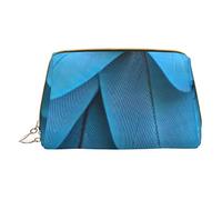 Trousse portatile in pelle minimalista ed elegante, con cuore colorato, per ragazze e donne, di piccole dimensioni, Piuma blu., Taglia unica