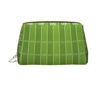 Trousse portatile in pelle minimalista ed elegante, con ombrelli della tristezza e tempesta, borsa per cosmetici per ragazze e donne, di piccole dimensioni, Campo sportivo in verde, Taglia unica