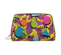Trousse portatile in pelle minimalista ed elegante, con ombrelli della tristezza e tempesta, borsa per cosmetici per ragazze e donne, di piccole dimensioni, Memphis colorato, Taglia unica