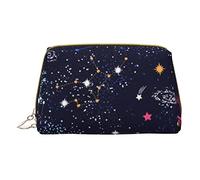 Trousse portatile in pelle minimalista ed elegante, con sfondo con balene in stile cartone animato, borsa per cosmetici per ragazze e donne, di piccole dimensioni, Mappa della costellazione delle