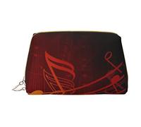 Trousse portatile in pelle minimalista ed elegante, con stampa a pois bianchi, per ragazze e donne, di piccole dimensioni, Nota musicale Fiamma Rossa, Taglia unica