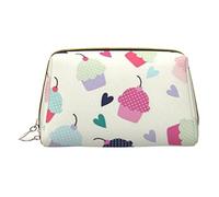Trousse portatile in pelle minimalista ed elegante, con stampa a righe verdi, per ragazze e donne, di piccole dimensioni, Cupcake Candy Hearts Sweet, Taglia unica